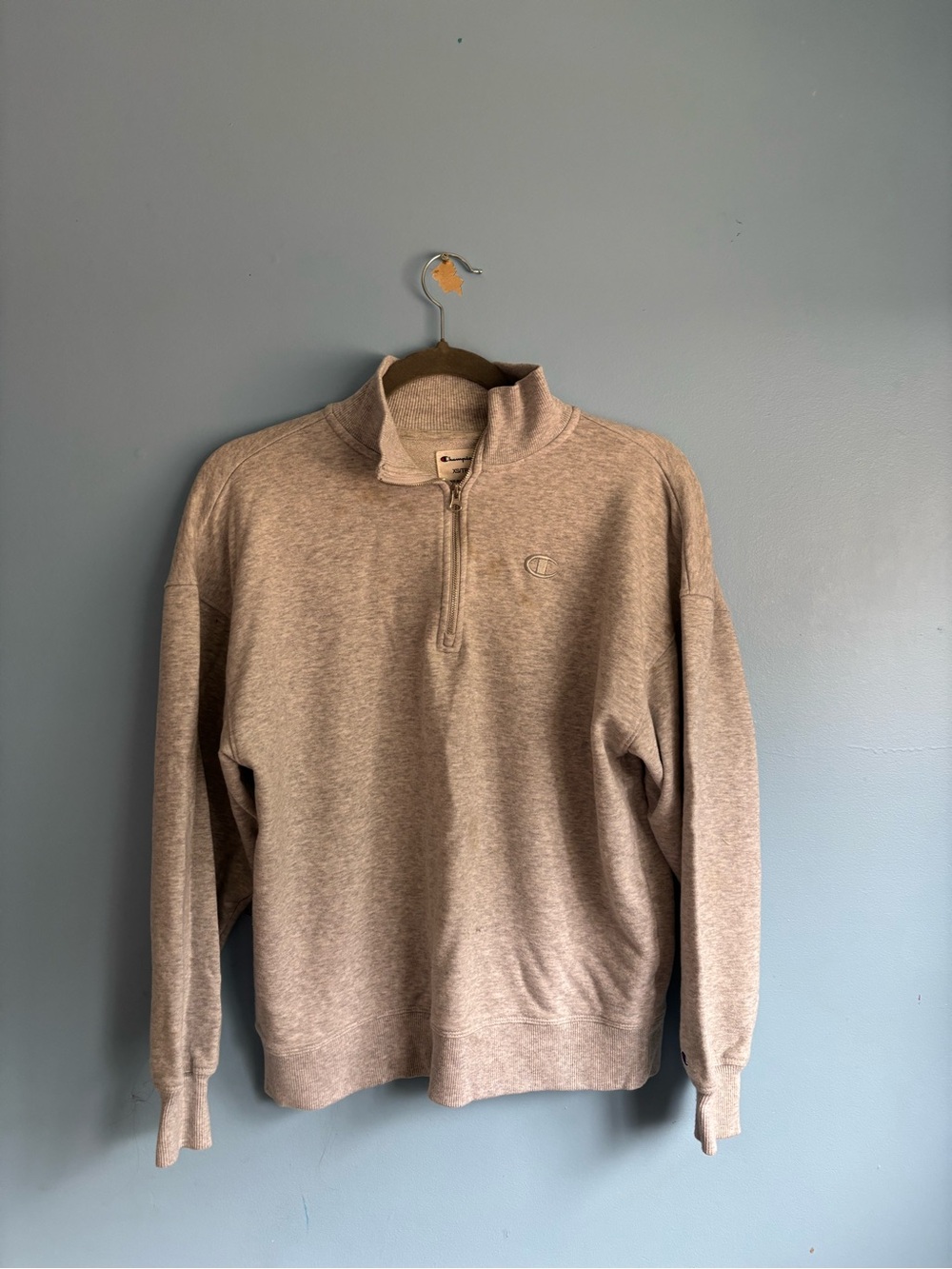 Champion Womans’s Zip-Up Pullover in Light Taupe